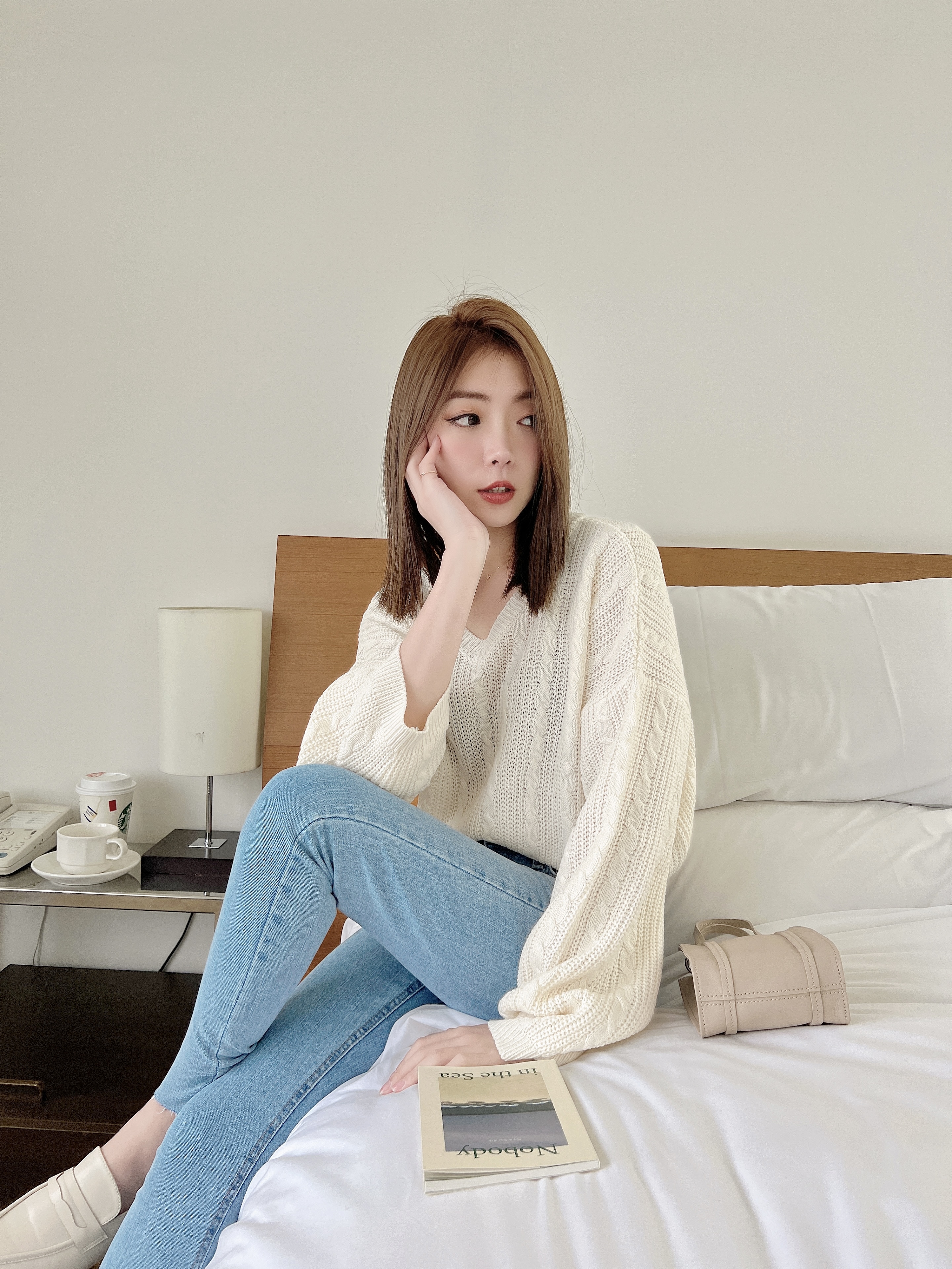 大推薦超美垂墜Ｖ領麻花柔感針織