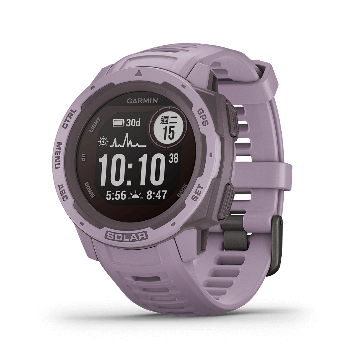 萬年鐘錶 - GARMIN Instinct Solar 軍規心率GPS運動腕錶  010-02293-42 /  蘭花紫  錶徑 45mm