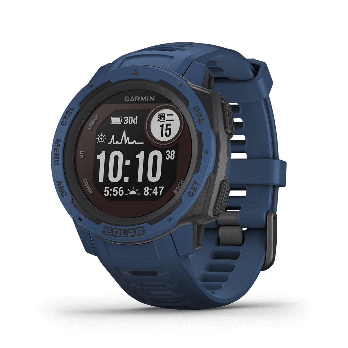 萬年鐘錶 - GARMIN Instinct Solar 軍規心率GPS運動腕錶  010-02293-37 /  深海藍  錶徑 45mm