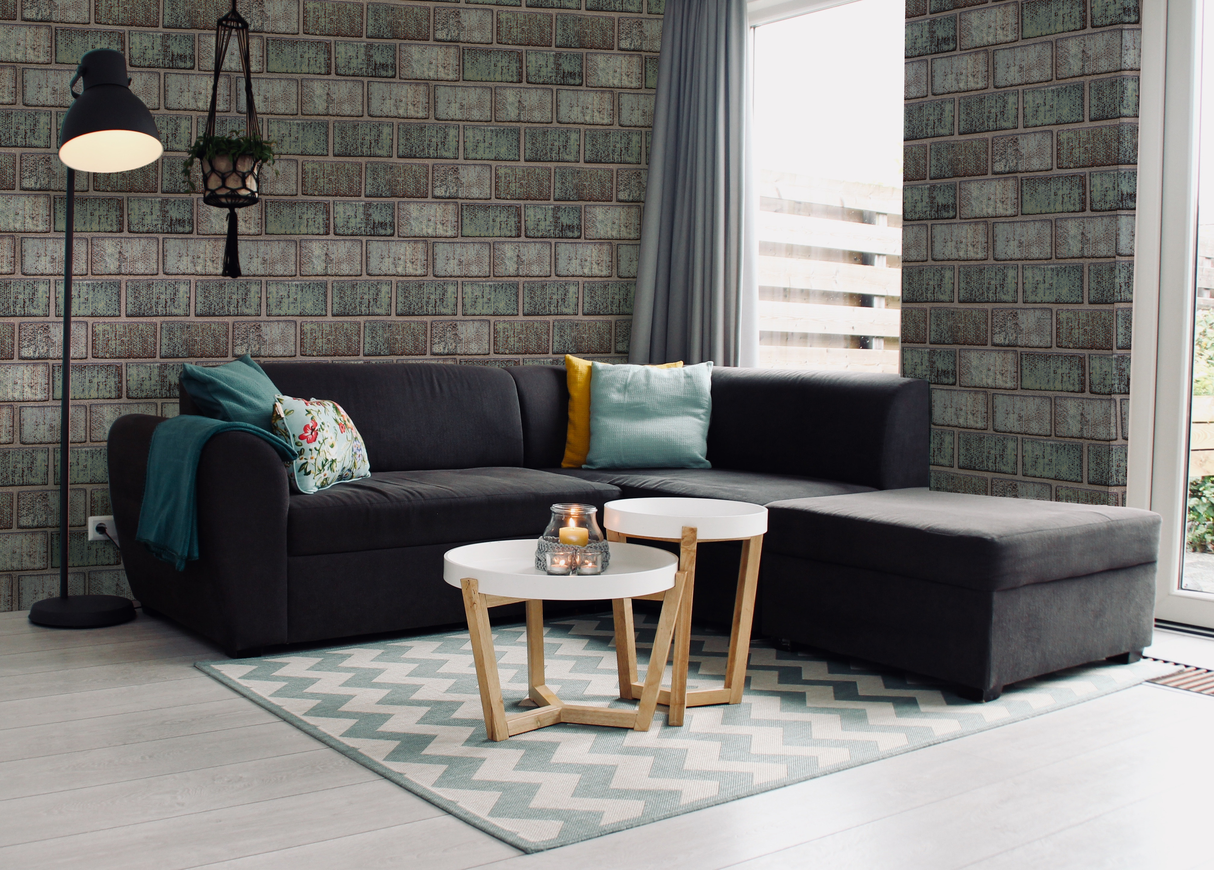 美牆壁布//工業鐵鏽磚(約1.5坪/捲)