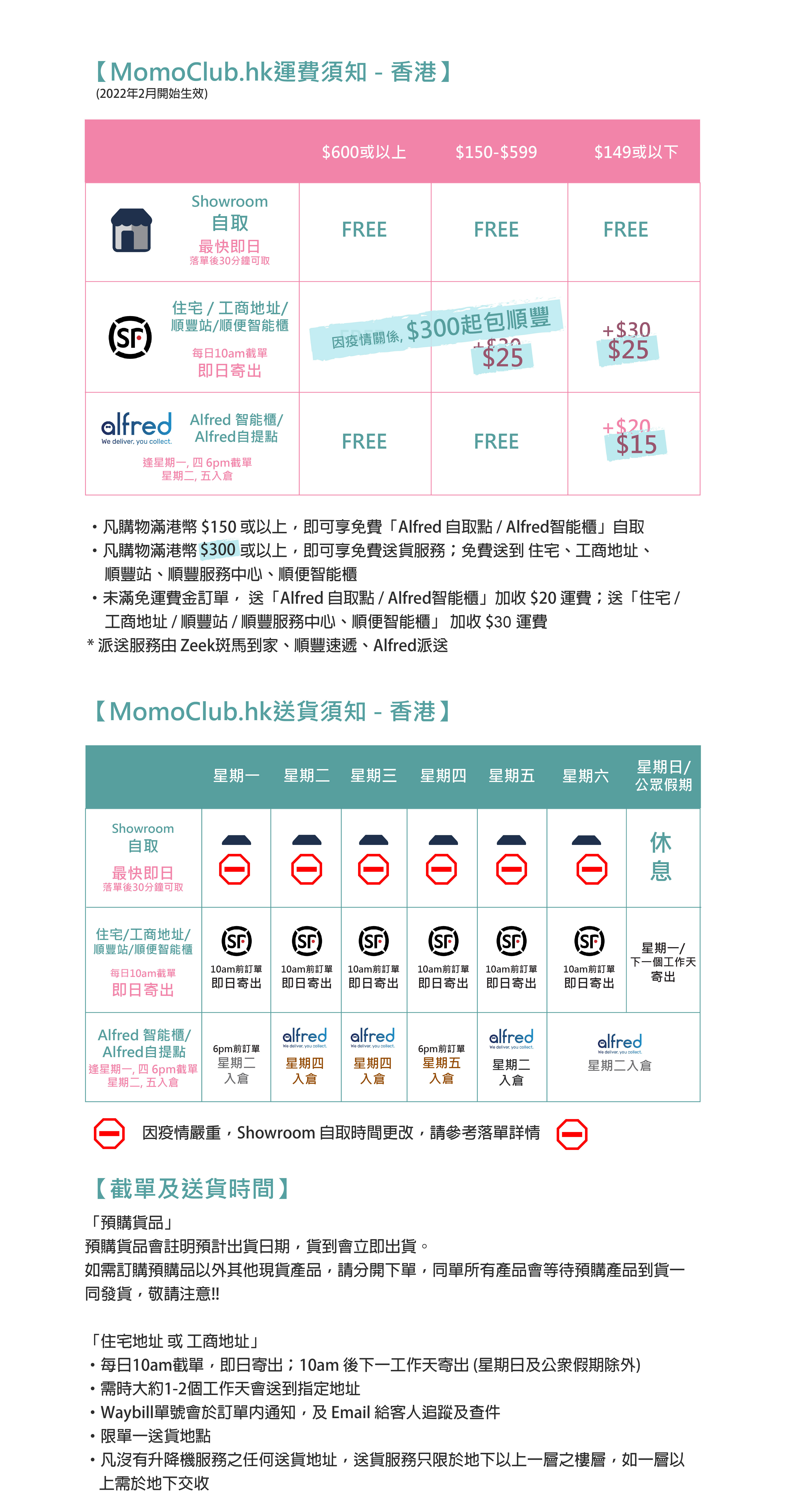 MomoClub.hk 運費需知