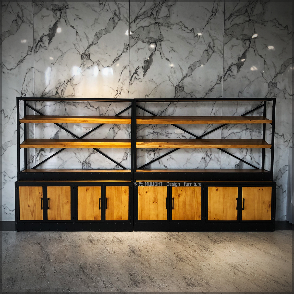 LOFT經典復古實木帶梯置物架(可訂製)