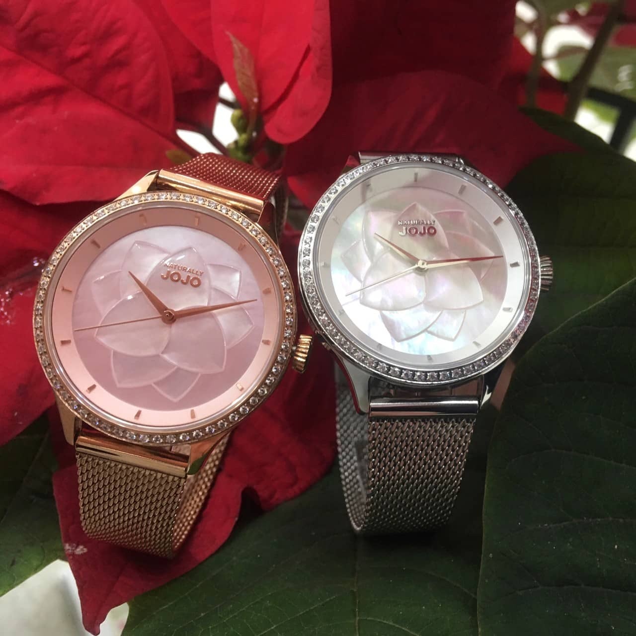 【NATURALLY JOJO】立體花瓣米蘭帶款套錶組 附贈快拆帶 JO96985-80F 銀蝶貝/  JO96985-10R  粉蝶貝 (36mm) 現代鐘錶
