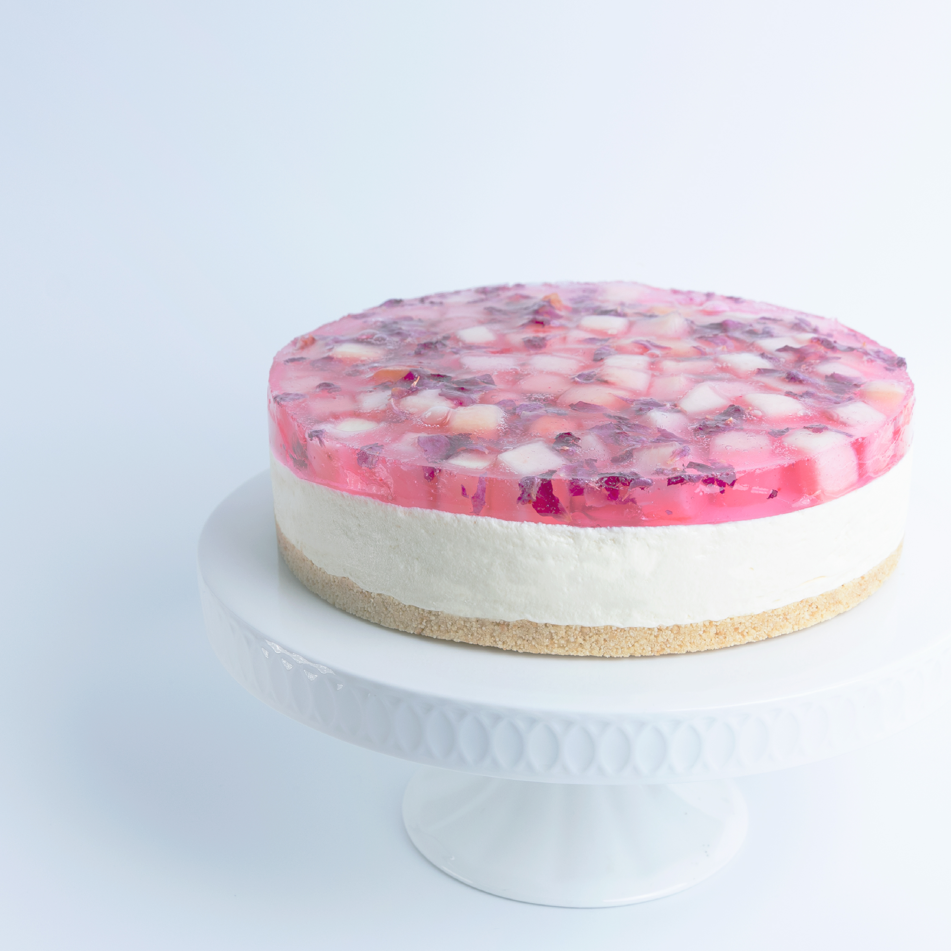 White Peach Rose Greek Yogurt Cheese Cake