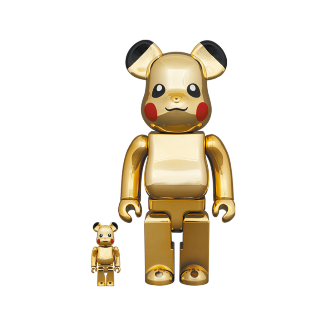 BE@RBRICK Pikachiu 比卡超ピカチュウGOLD CHROME Ver. 100％＆400％