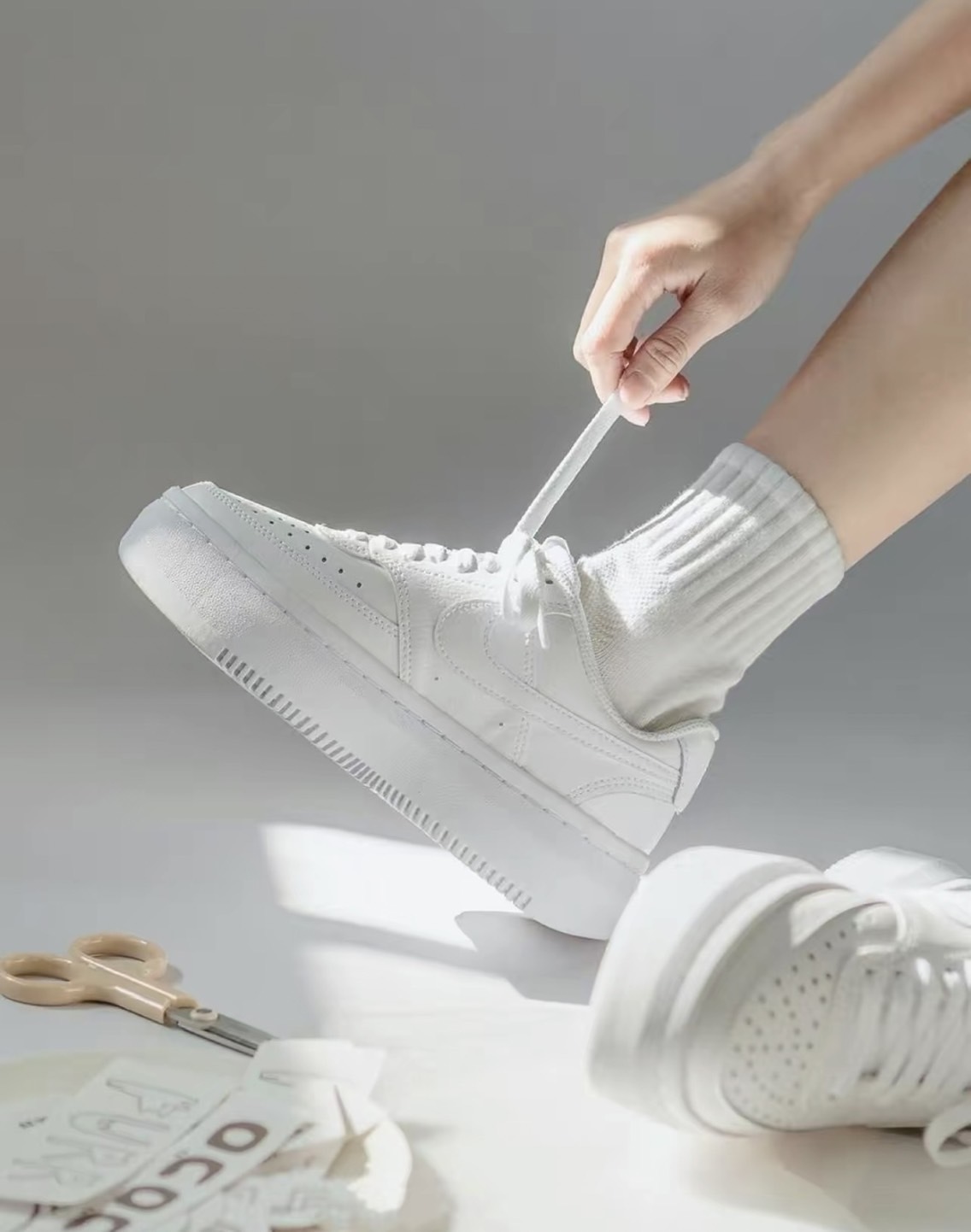 NIKE NSW COURT VISION ALTA 厚底 增高 全白 女款