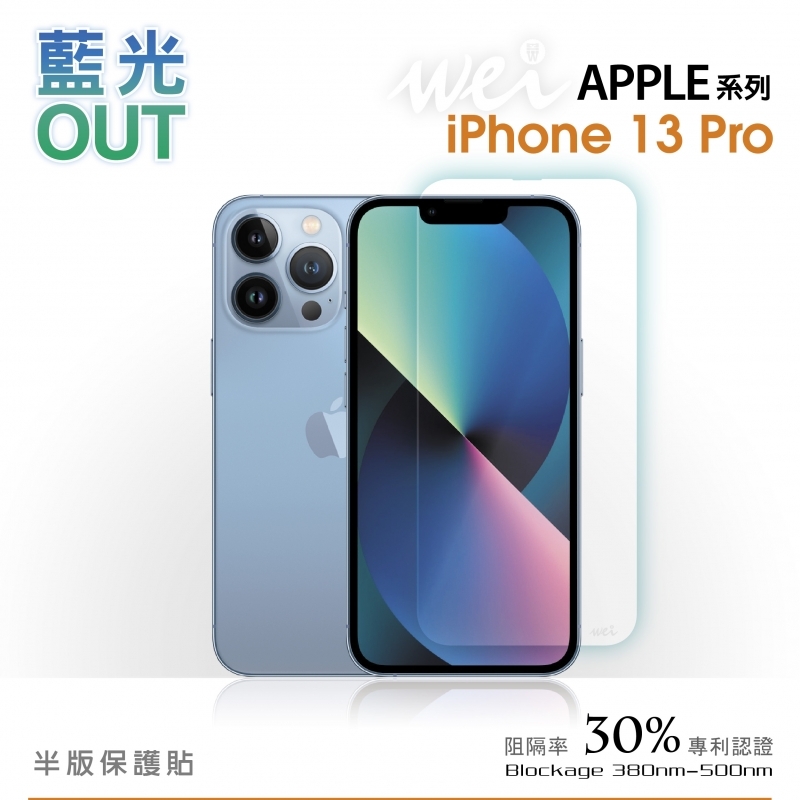 【半版】膜力威 抗藍光玻璃保護貼 for iPhone 13 Pro