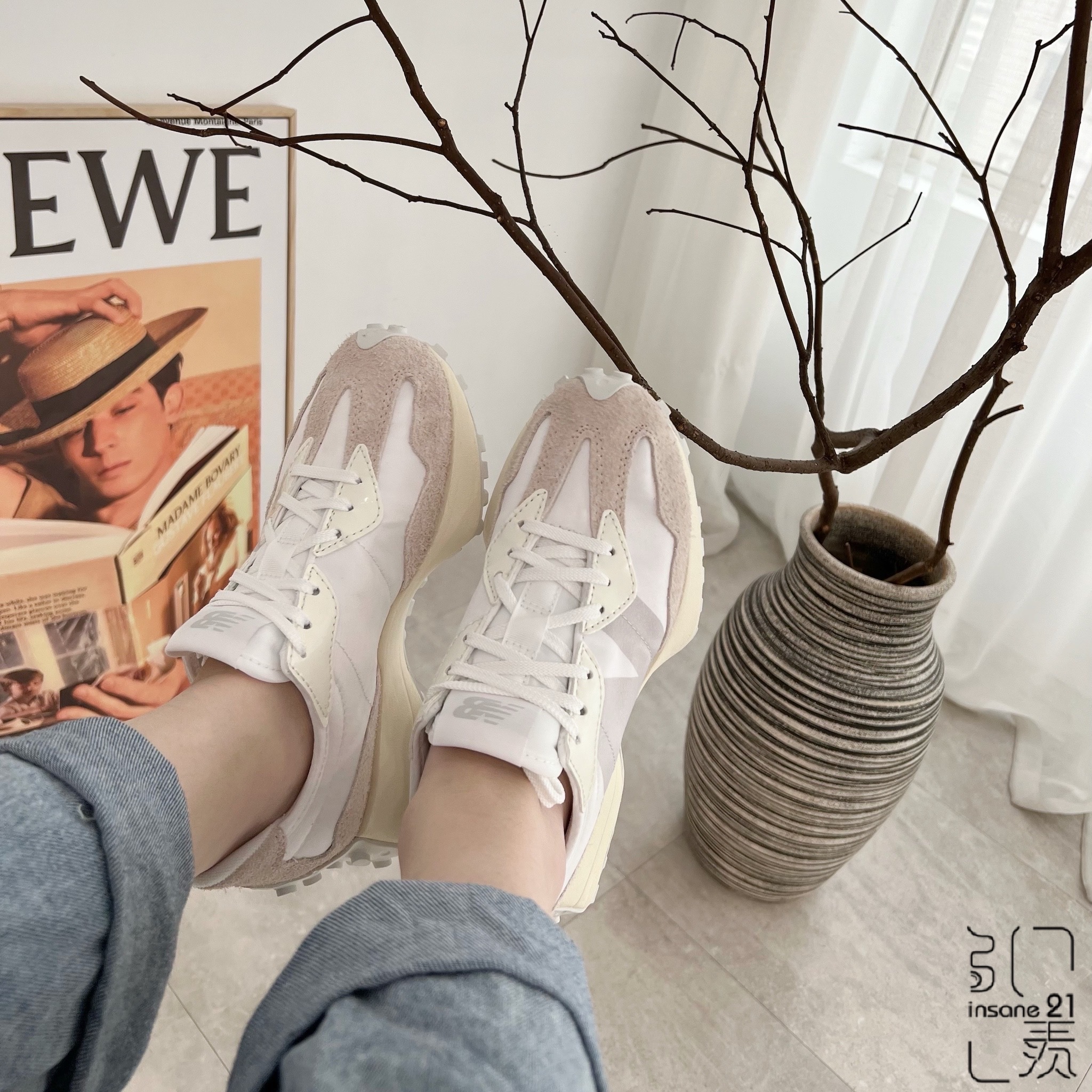 NEW BALANCE 327 復古 休閒鞋 麂皮 白絲綢 白銀 WS327SFD