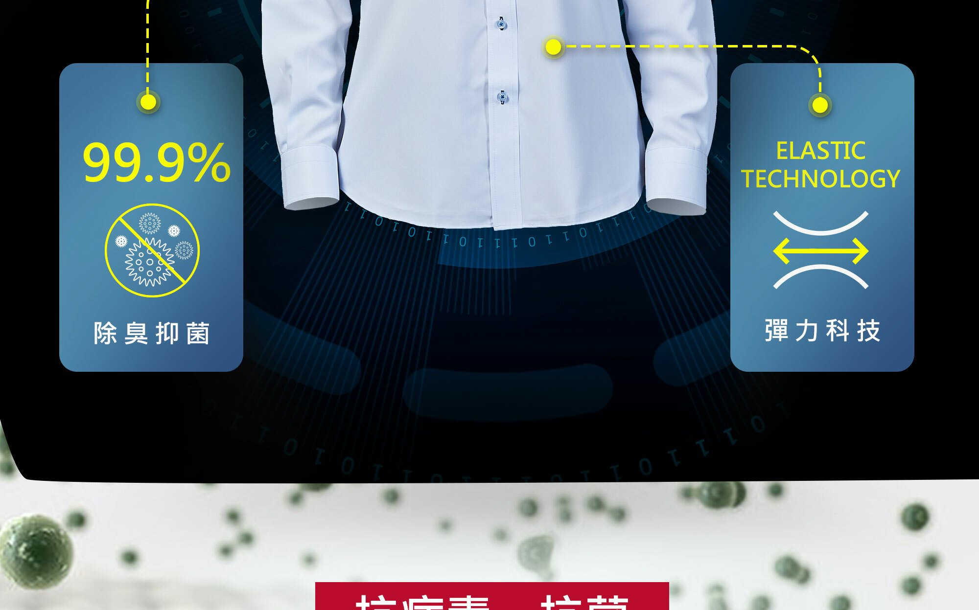 Smart Temp擬態科技商務襯衫具備抗病毒與抗菌除臭效果