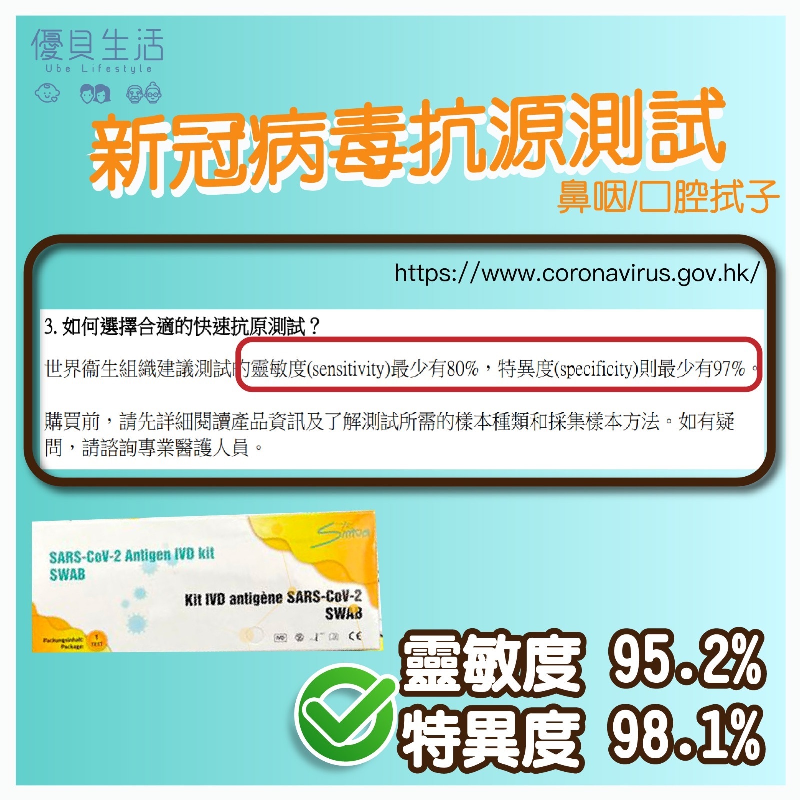 Simba 新冠肺炎快速測試1個裝可測omicron Delta 歐盟ce認證iso 德國認可最快2分鐘有結果可口測或鼻