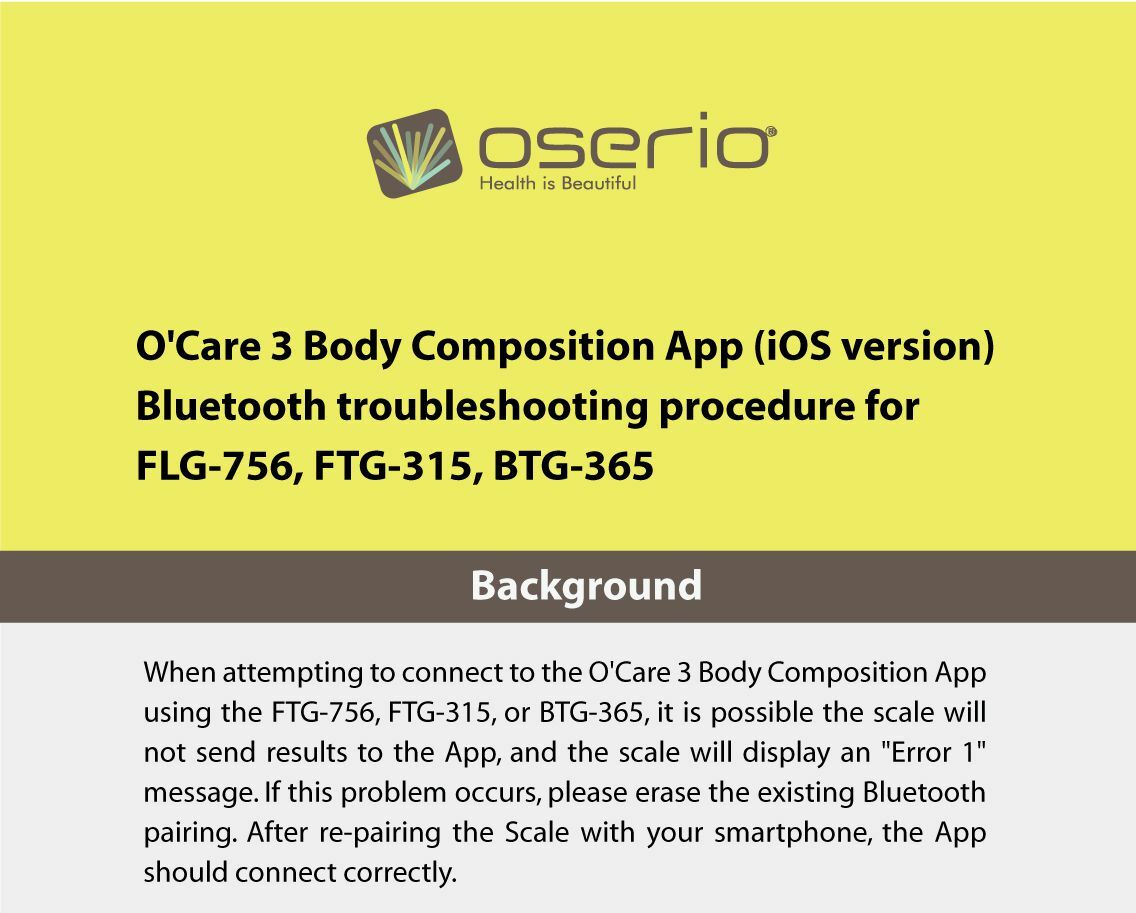 O'Care troubleshooting for legacy devices