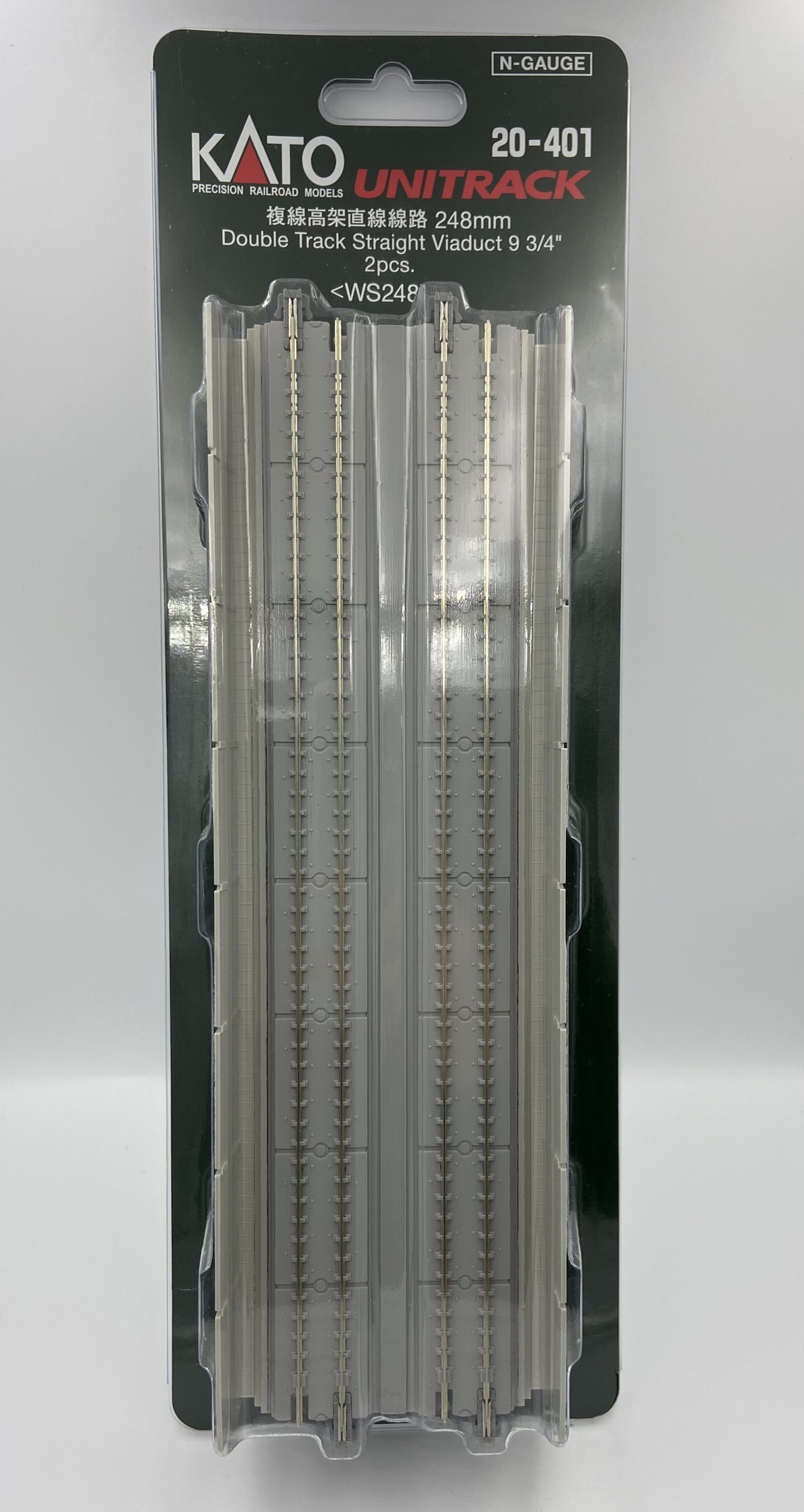 Kato 20-401 N規 248mm 複線高架直線線路.2入