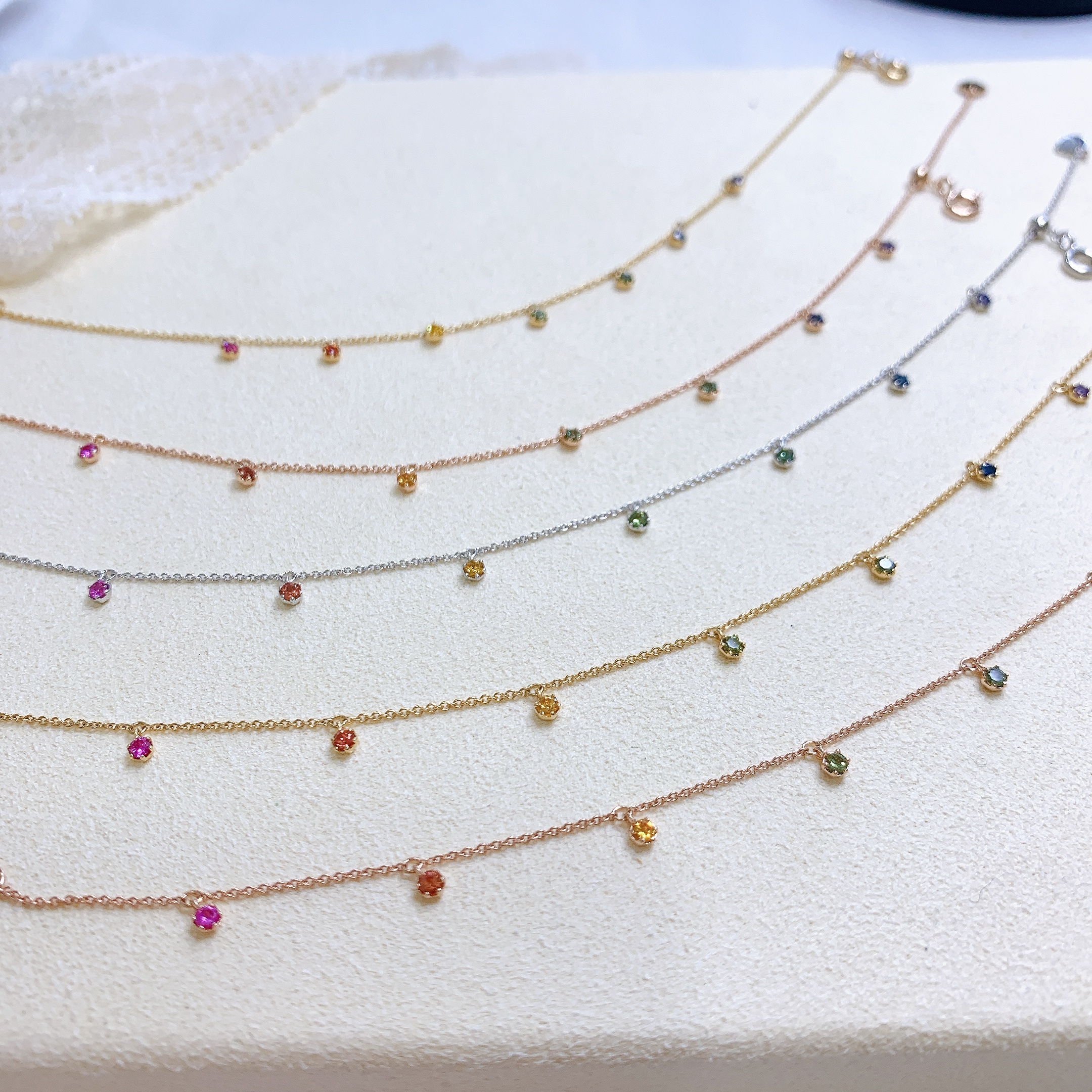 18K金彩虹藍寶石滿天星手鏈