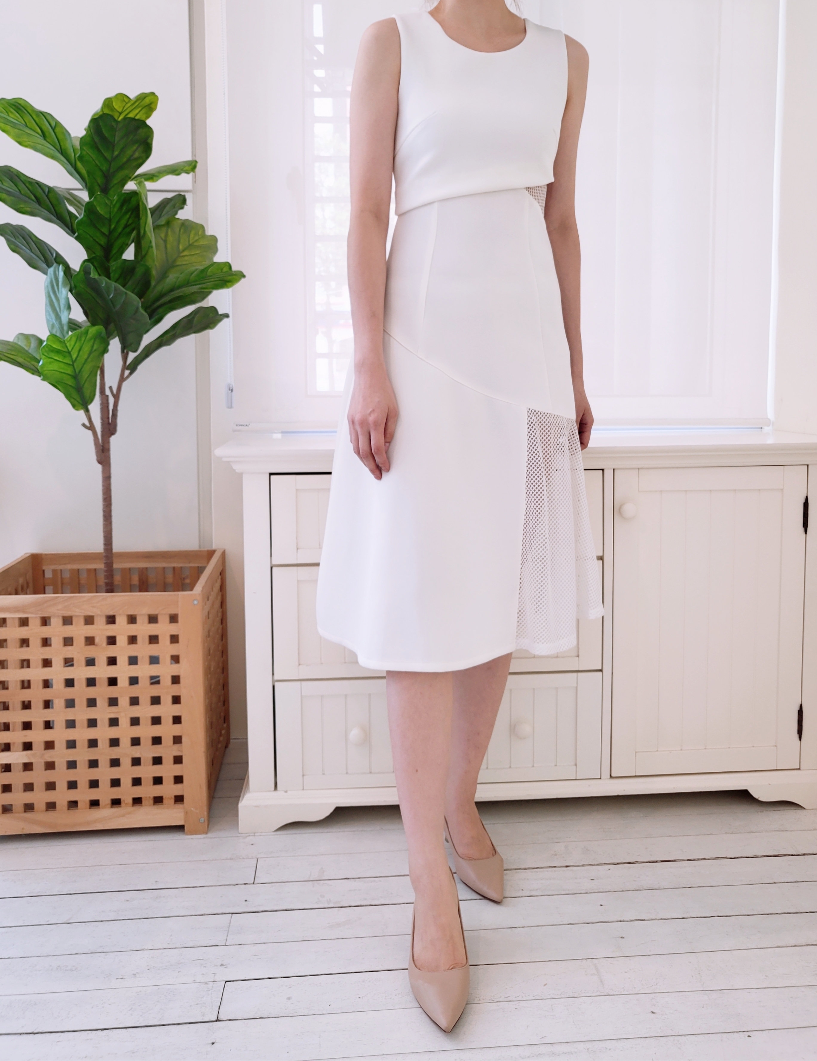 NEOPRENE NET WAIST DRESS