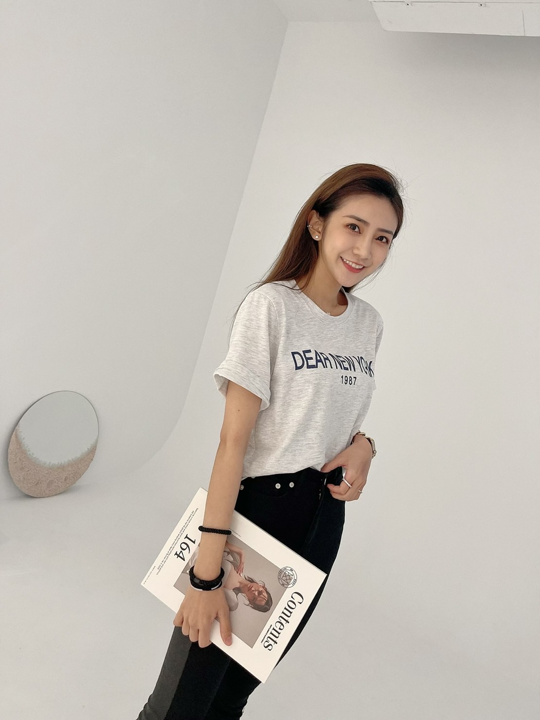 🔥02.23直播新品］💥春夏必收強款］🇰🇷正韓超可愛百搭英文字透氣棉t（灰白/三色）