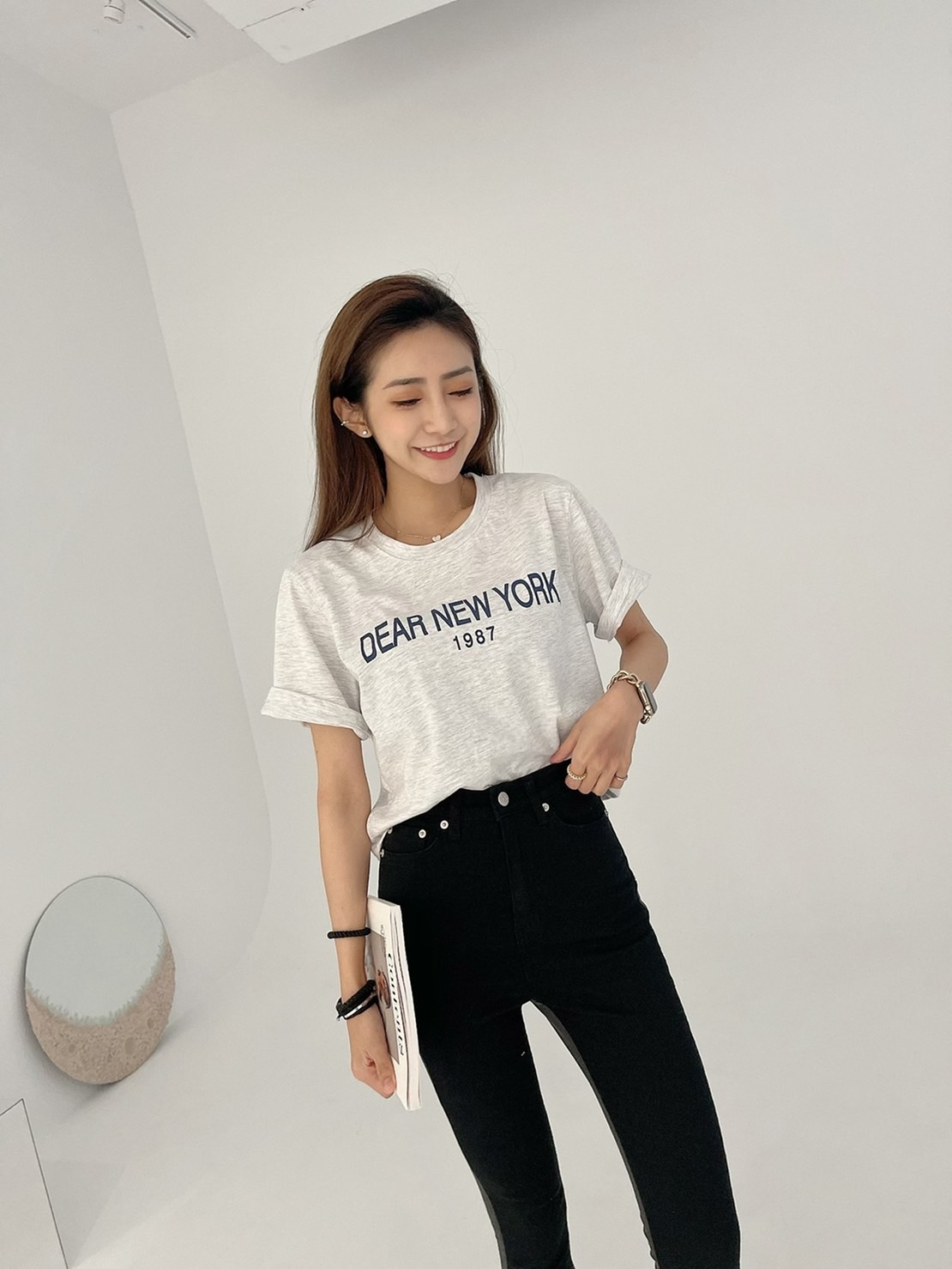 🔥02.23直播新品］💥春夏必收強款］🇰🇷正韓超可愛百搭英文字透氣棉t（灰白/三色）