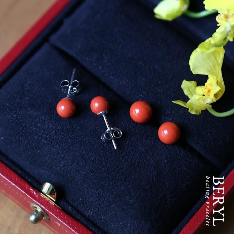 小吉祥硃砂純銀耳環