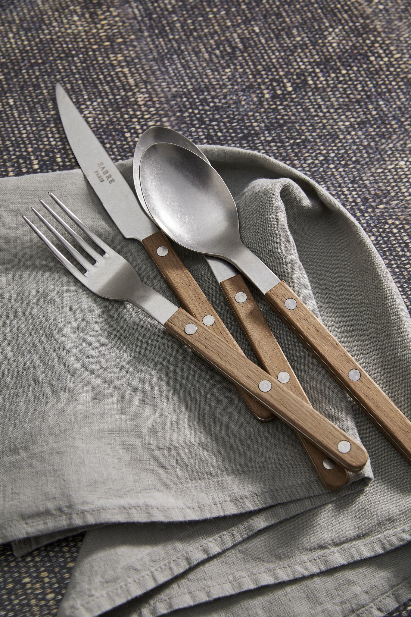 SABRE | Bistrot 復古酒館鈕扣系列 | 茶匙 | 霧面 | 柚木