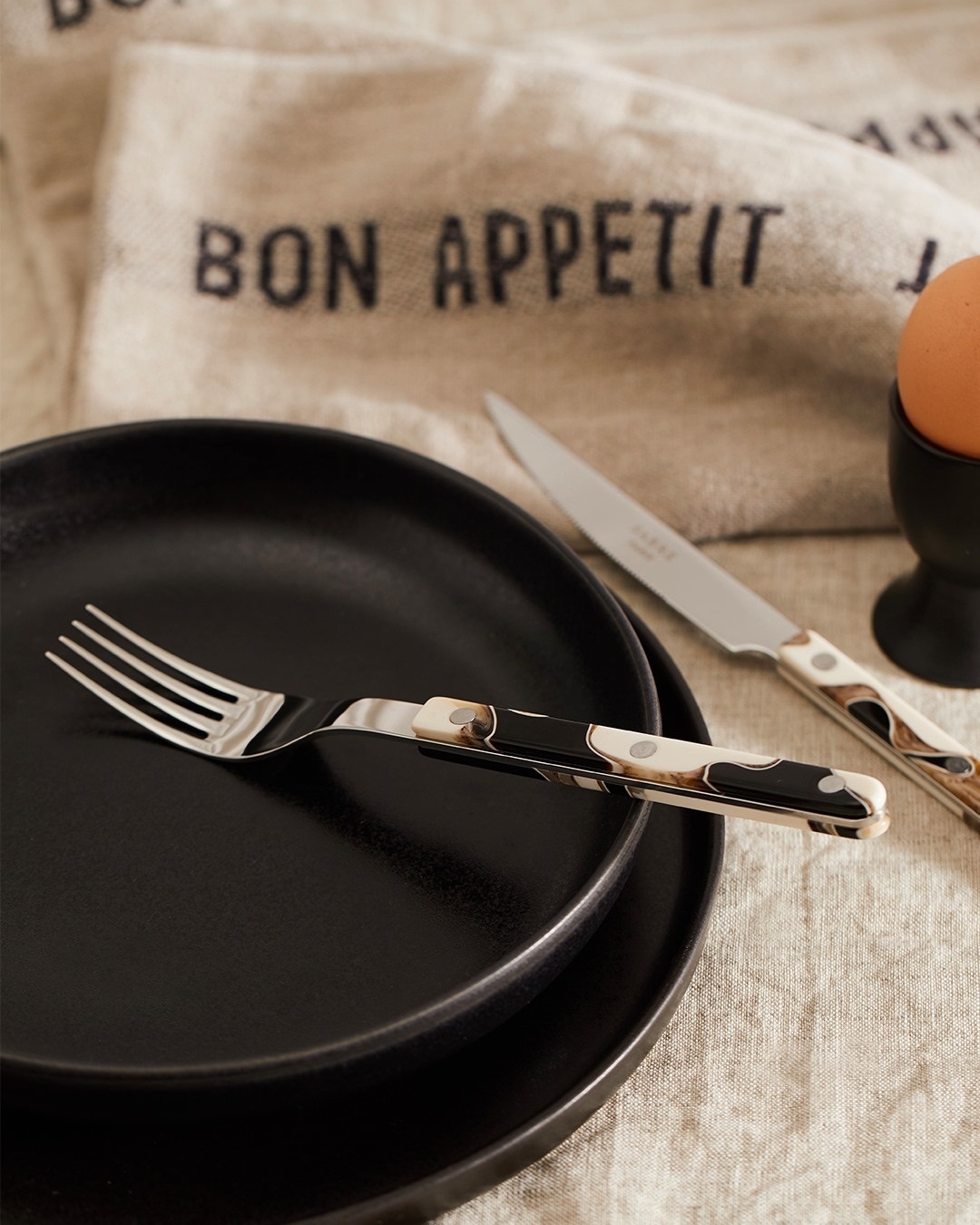 SABRE | Bistrot 復古酒館鈕扣系列 | 4件組 | 亮面 | 沙丘黑