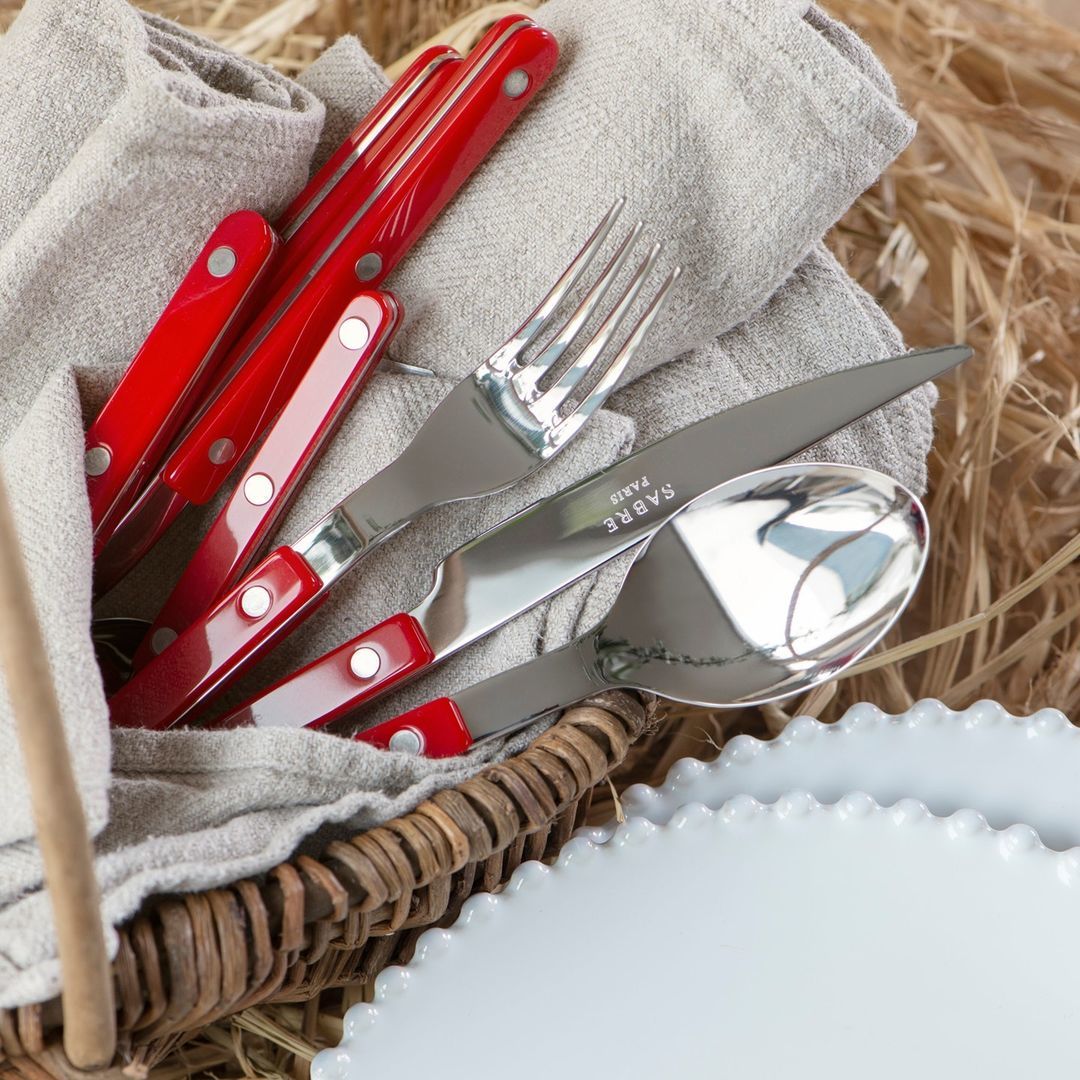 SABRE | Bistrot 復古酒館鈕扣系列 | 主餐叉子 | 亮面 | 酒紅