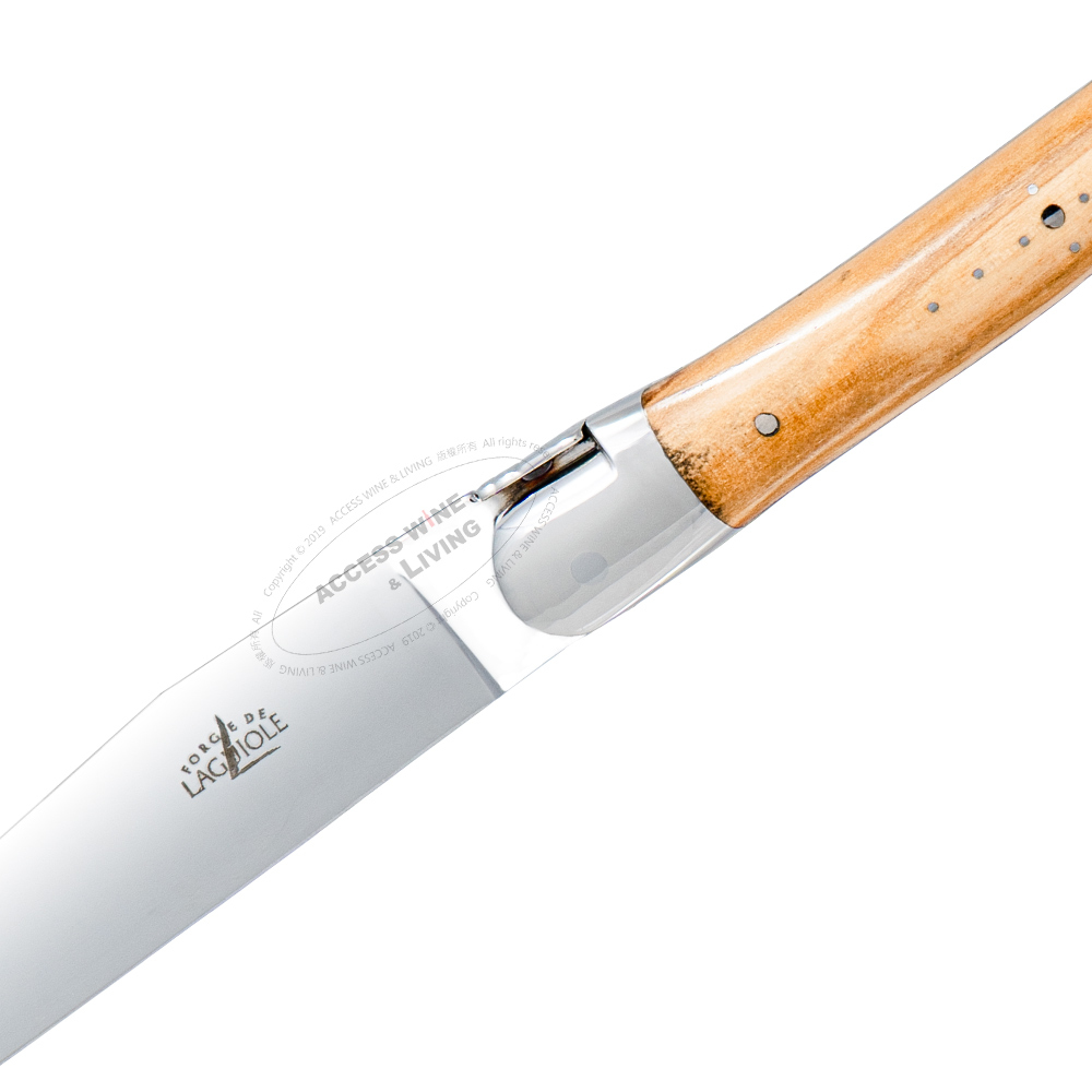 FORGE DE LAGUIOLE | 橄欖木握柄鐵板燒排餐刀叉2件禮盒組 (霧面)