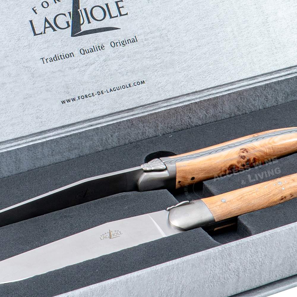 FORGE DE LAGUIOLE | 杜松木握柄牛排刀2件禮盒組 (霧面)