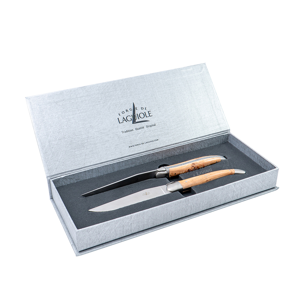 FORGE DE LAGUIOLE | 杜松木握柄牛排刀2件禮盒組 (亮面)