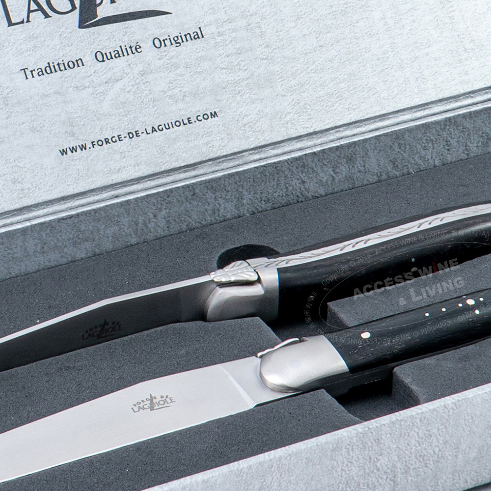 FORGE DE LAGUIOLE | 黑檀木握柄牛排刀2件禮盒組 (霧面)