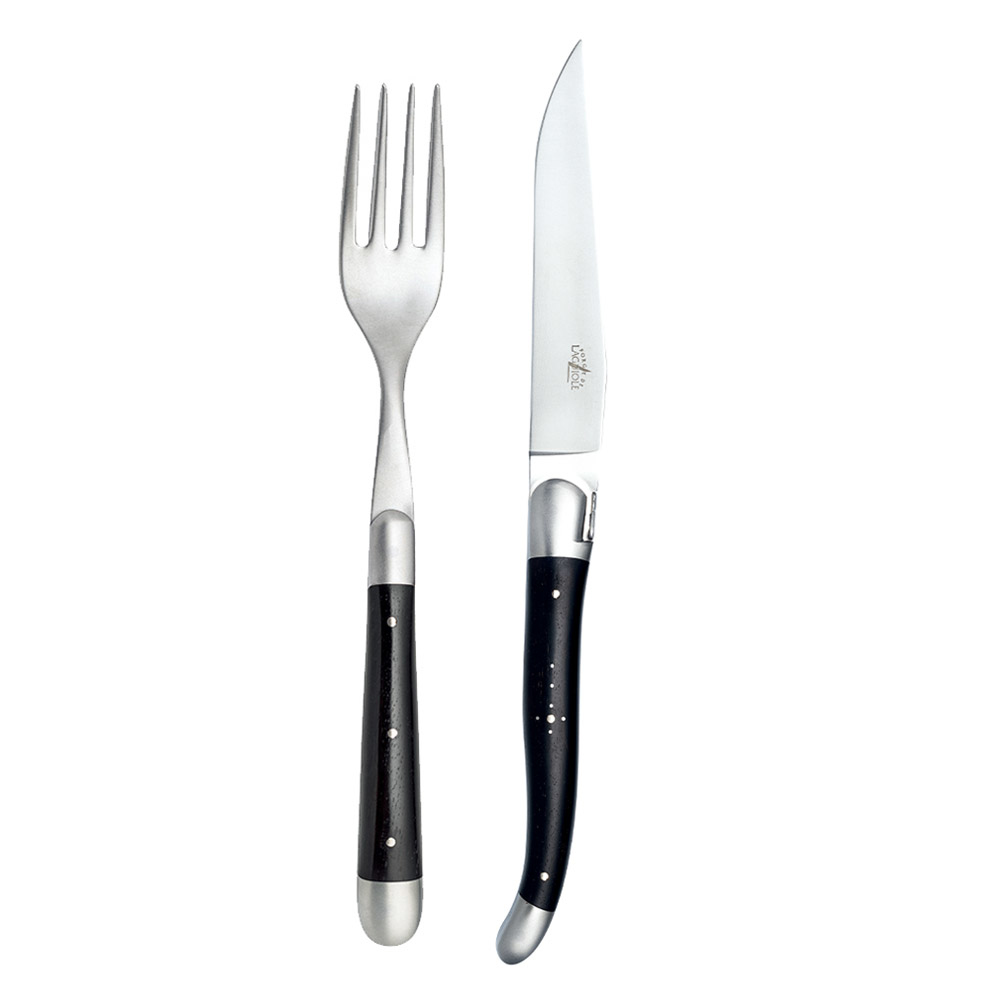 FORGE DE LAGUIOLE | 黑檀木握刀、叉組 (霧面或亮面)