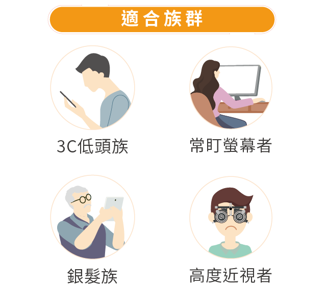 金盞草葉黃素,適合族群,3C低頭族,常盯螢幕者,銀髮族,高度近視者