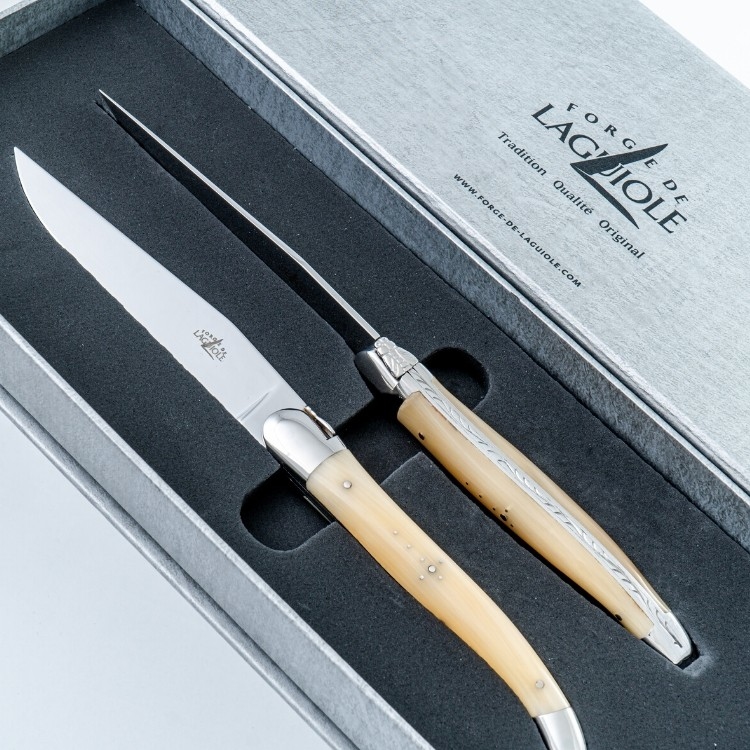 FORGE DE LAGUIOLE | 白牛角握柄牛排刀 (亮面)