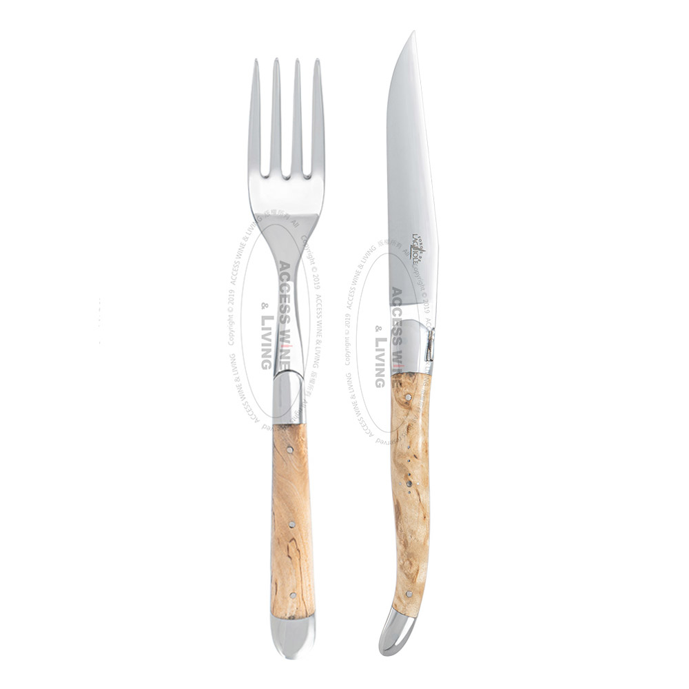 FORGE DE LAGUIOLE | 樺木握柄刀、叉組 (霧面或亮面)