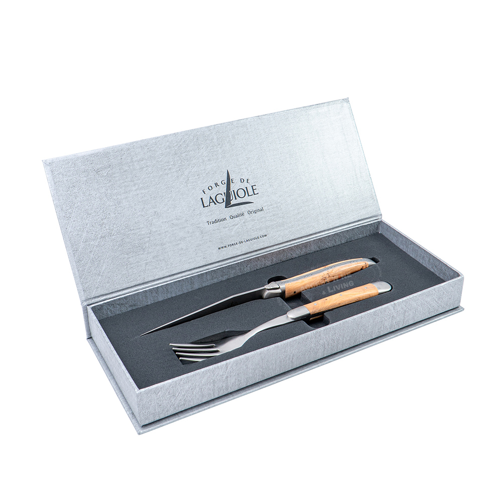 FORGE DE LAGUIOLE | 杜松木握柄刀、叉組 (霧面或亮面)