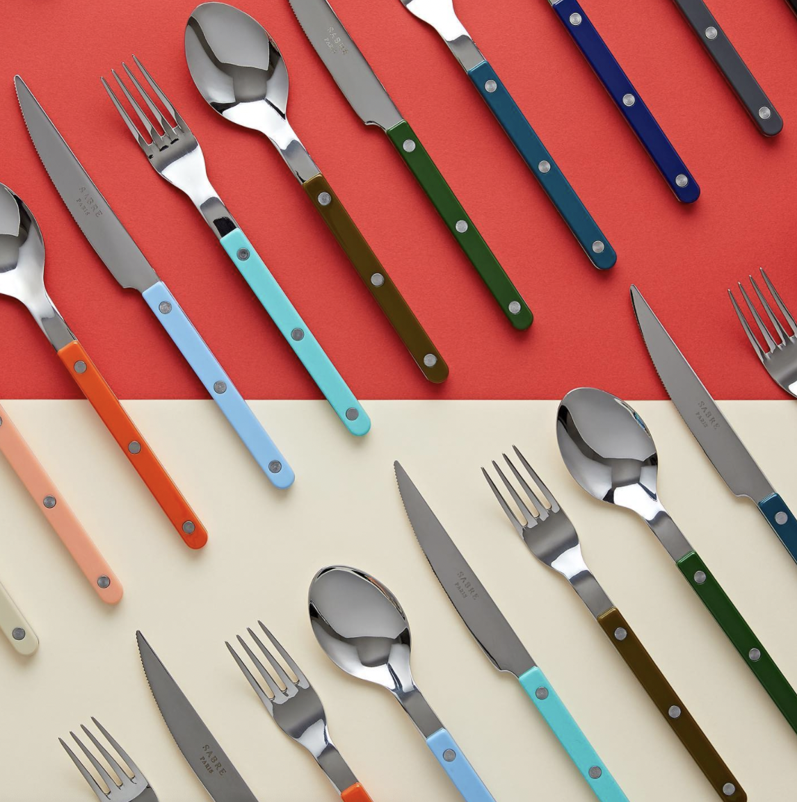 SABRE | Bistrot 復古酒館鈕扣系列 | 飯匙/淺湯勺 | 亮面 | 粉彩藍