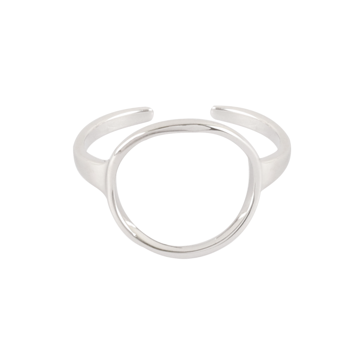 純銀戒指，女士戒指 簡約幾何鏤空圓形；大方自信的時尚風格（2460空心圓）