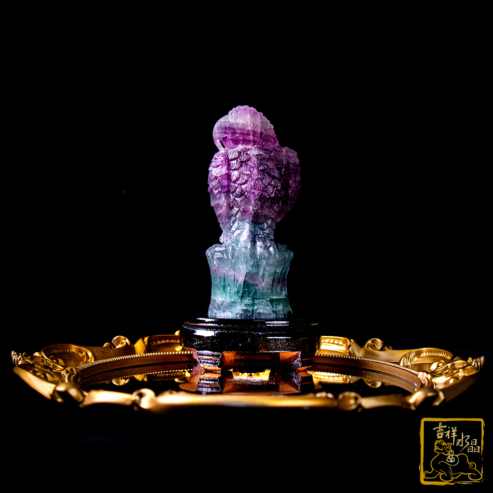 螢石鸚鵡擺件 557g 提振精神