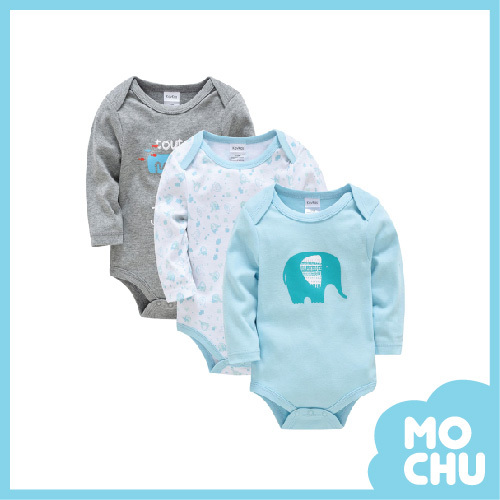 綠色鯨魚小象包屁衣三件組