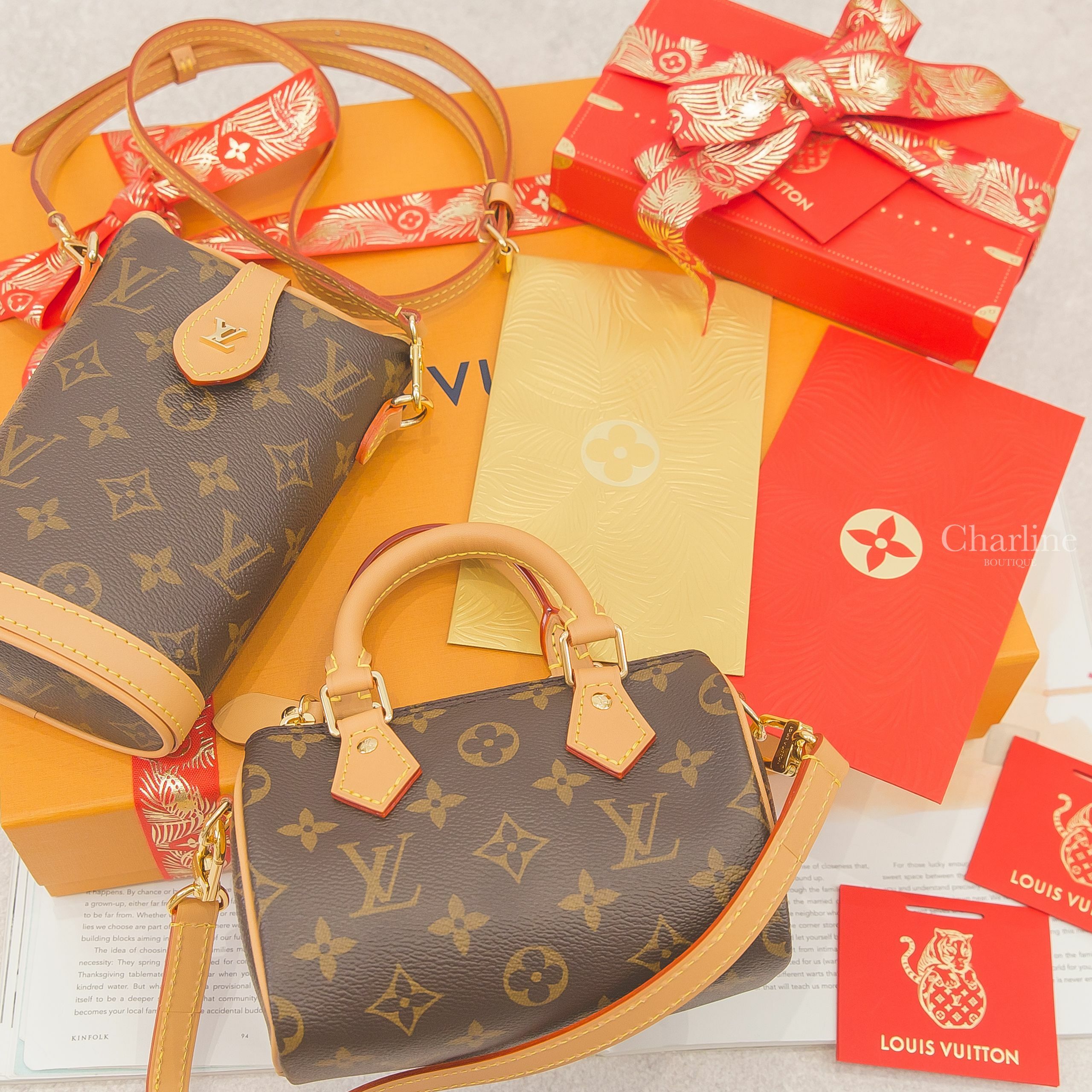 Louis Vuitton Fold Me Pouch 咖啡色老花帆布金色LV肩背包,Louis Vuitton Speedy Nano Bag 咖啡色老花帆布手提調節式背帶肩背包-Charline Boutique 精品代購