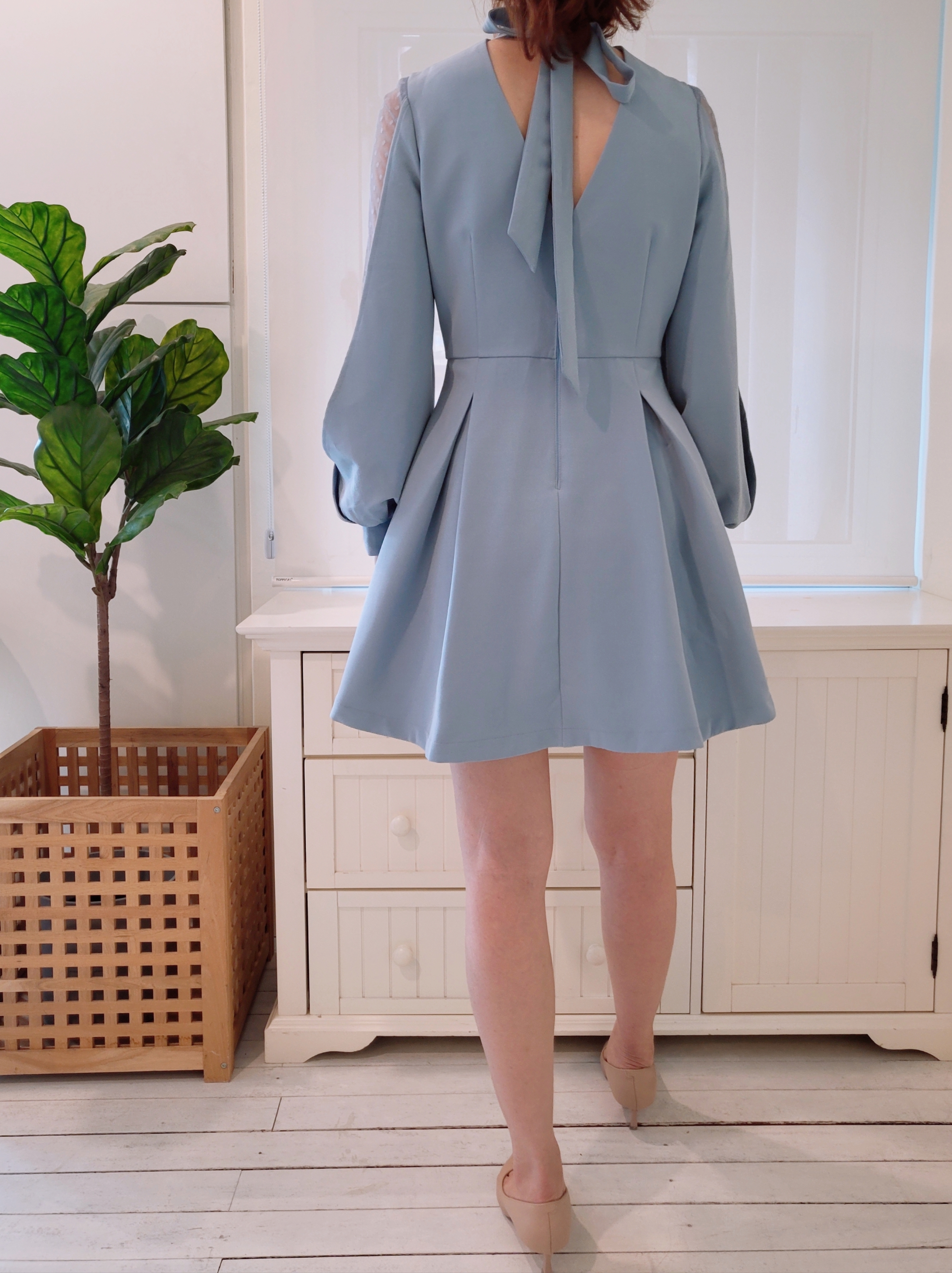 LANTERN SLEEVE SKATER DRESS