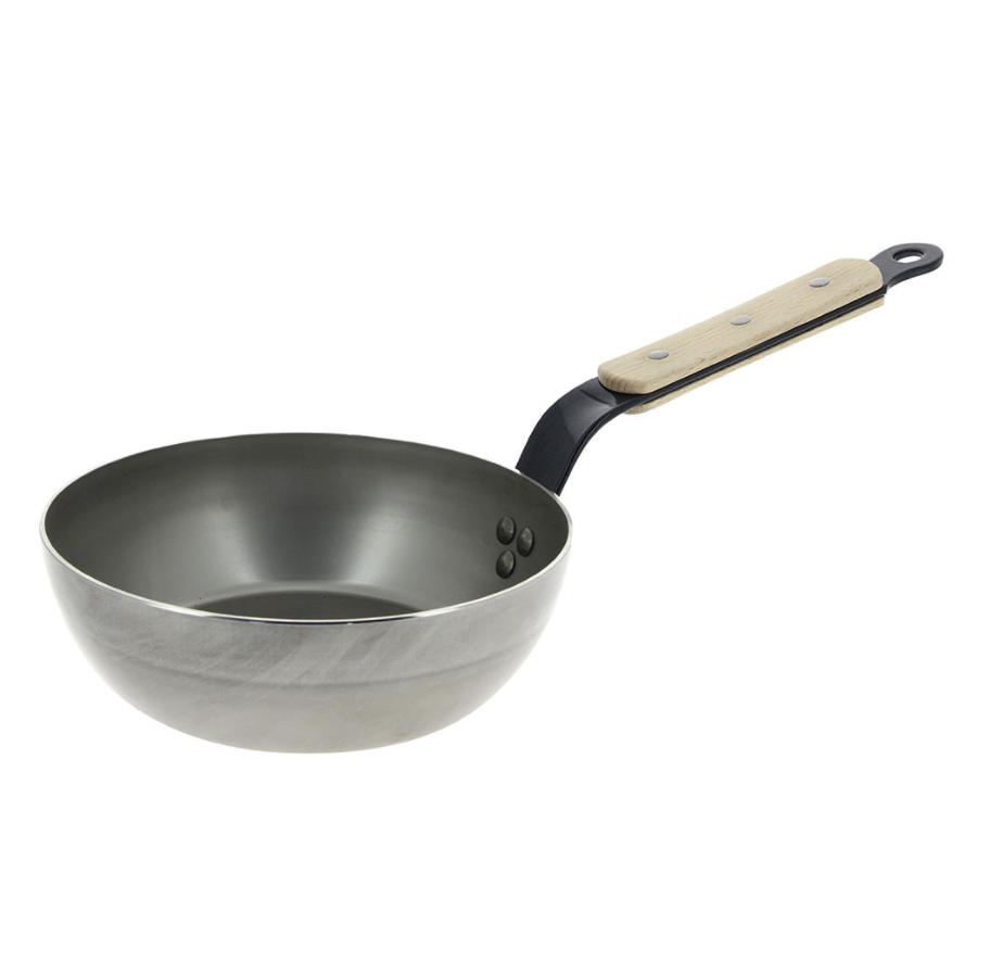 原礦蜂蠟鐵鍋 l 蜂蠟木柄深煎炒鍋