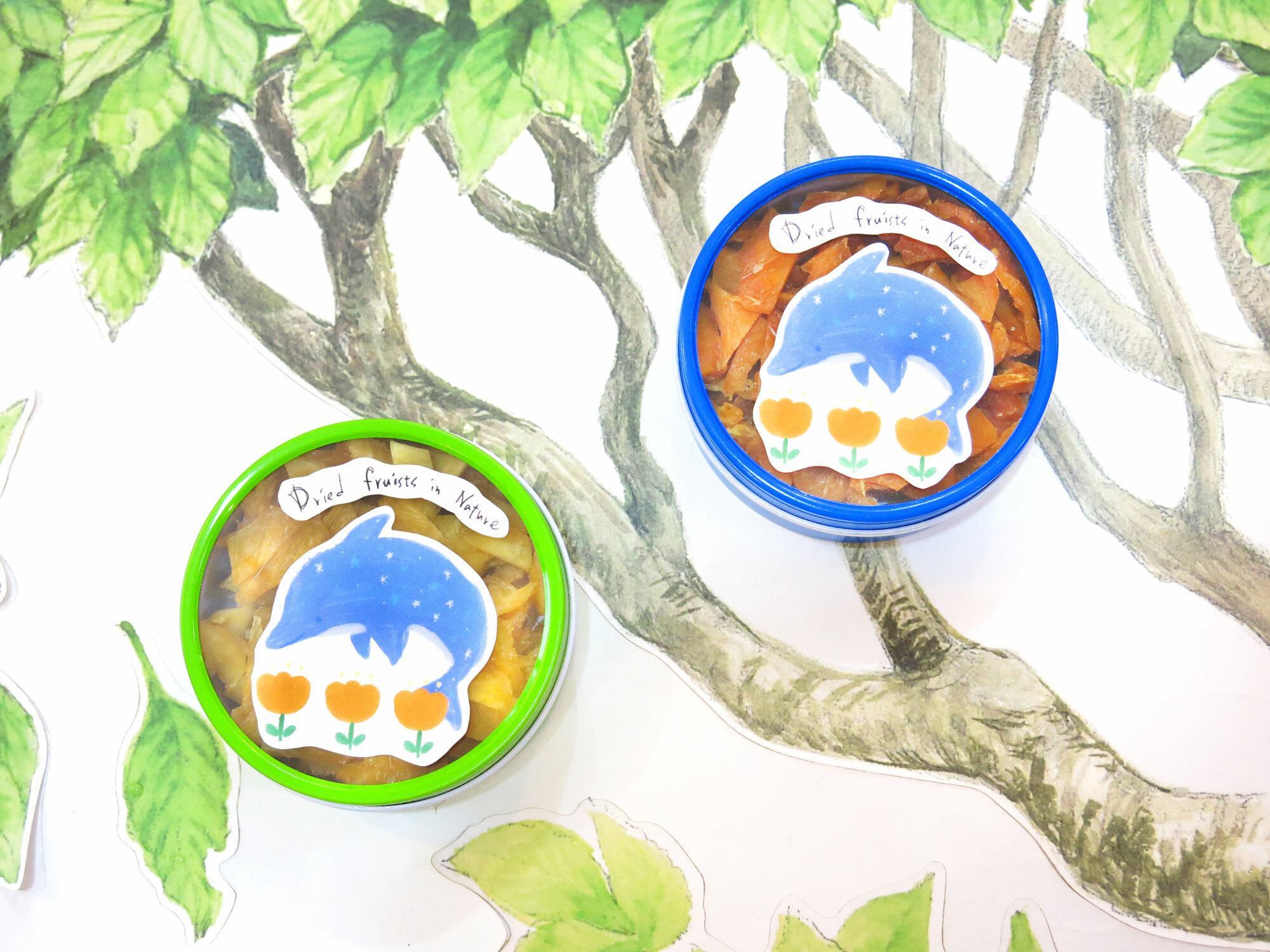 花海豚款金屬小圓盒小巧水果乾