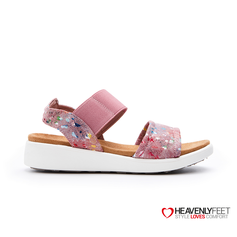 【 Heavenly Feet 】英國舒適品牌｜花卉波點印刷休閒涼鞋 Blaze 粉紅色