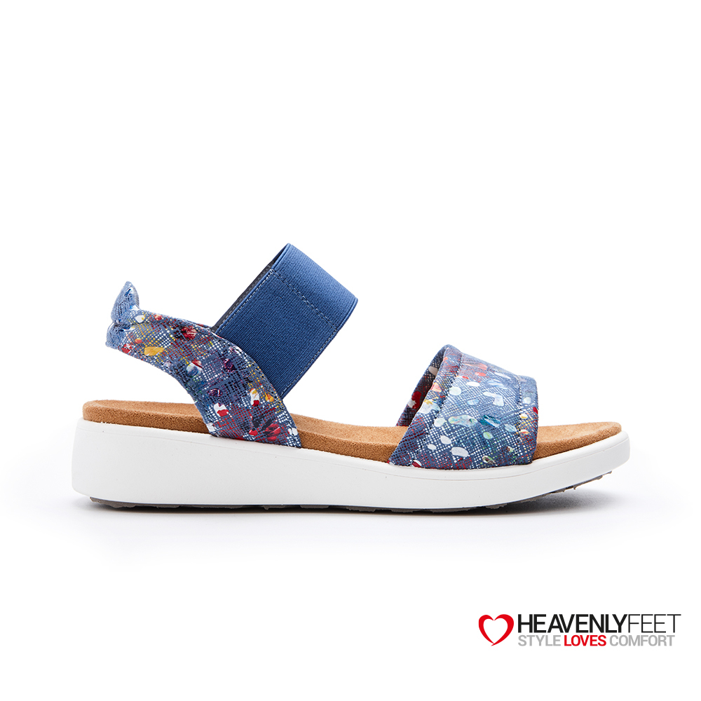 【 Heavenly Feet 】英國舒適品牌｜花卉波點印刷休閒涼鞋 Blaze 丹寧色