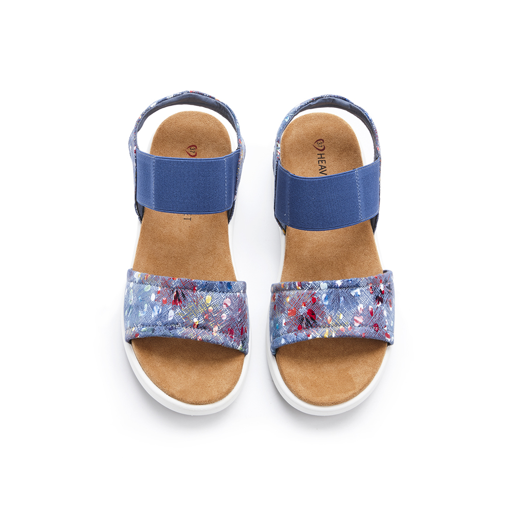 【 Heavenly Feet 】英國舒適品牌｜花卉波點印刷休閒涼鞋 Blaze 丹寧色