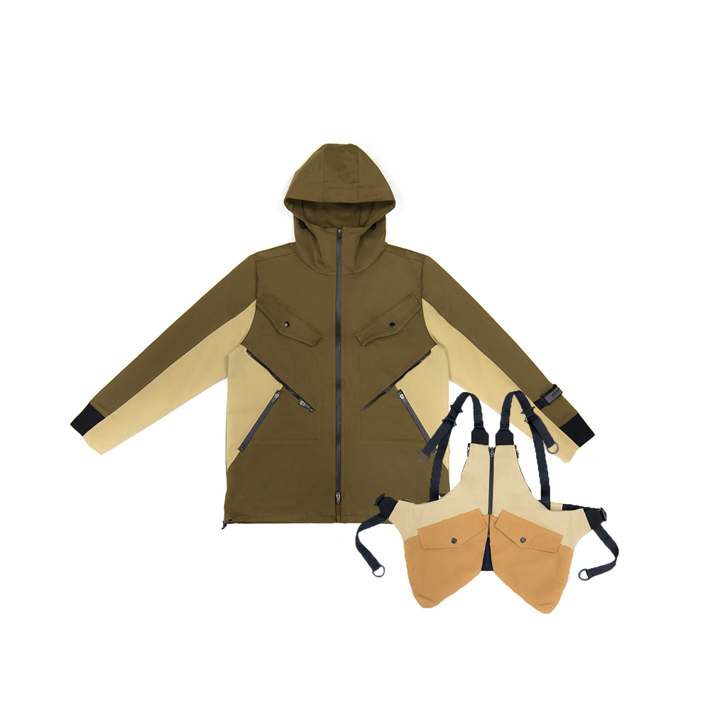 優惠組：多配置功能夾克 - 橄欖綠 +「肺結合」機能背心包