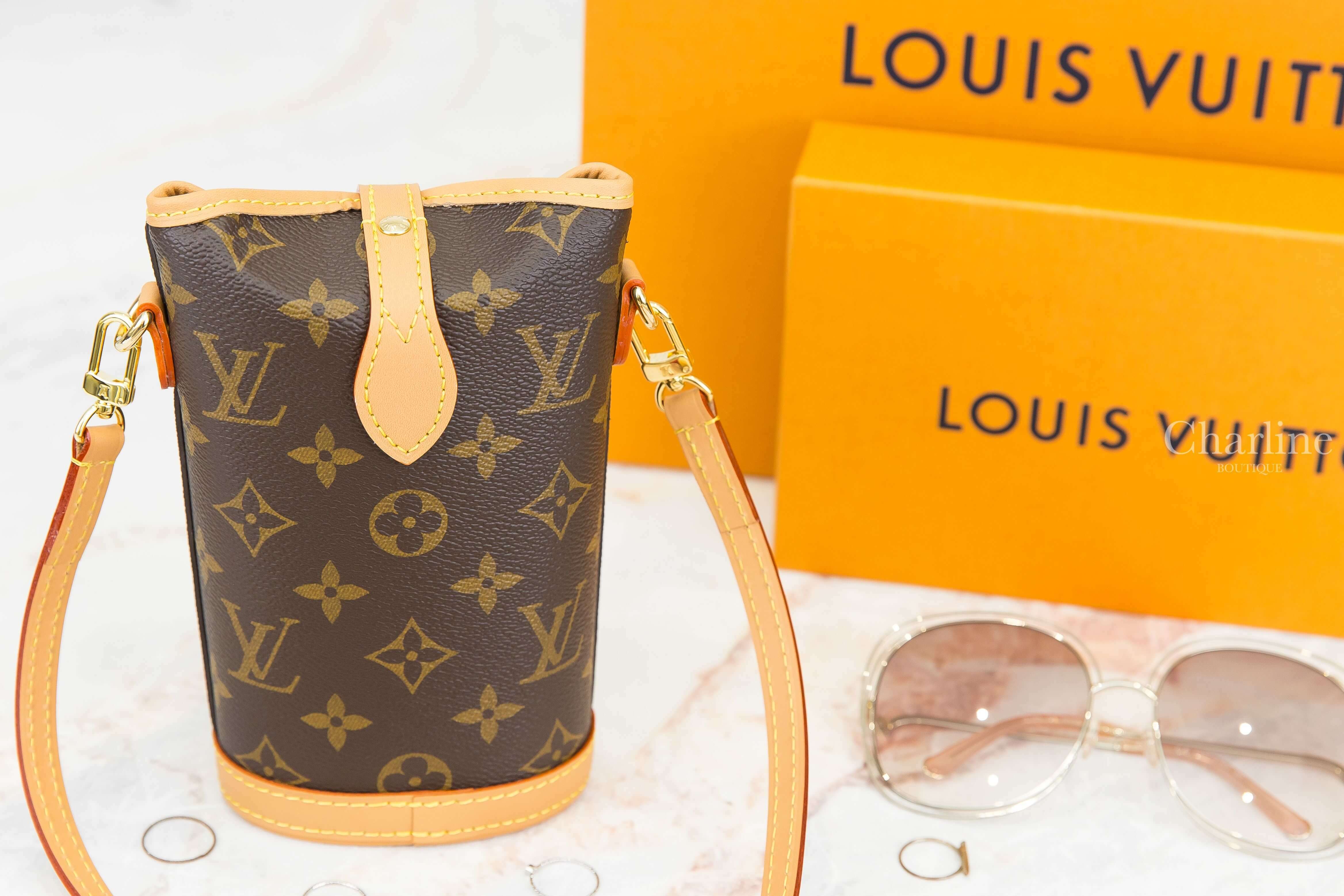 Louis Vuitton Fold Me Pouch 咖啡色老花帆布金色LV肩背包-Charline Boutique 精品代購