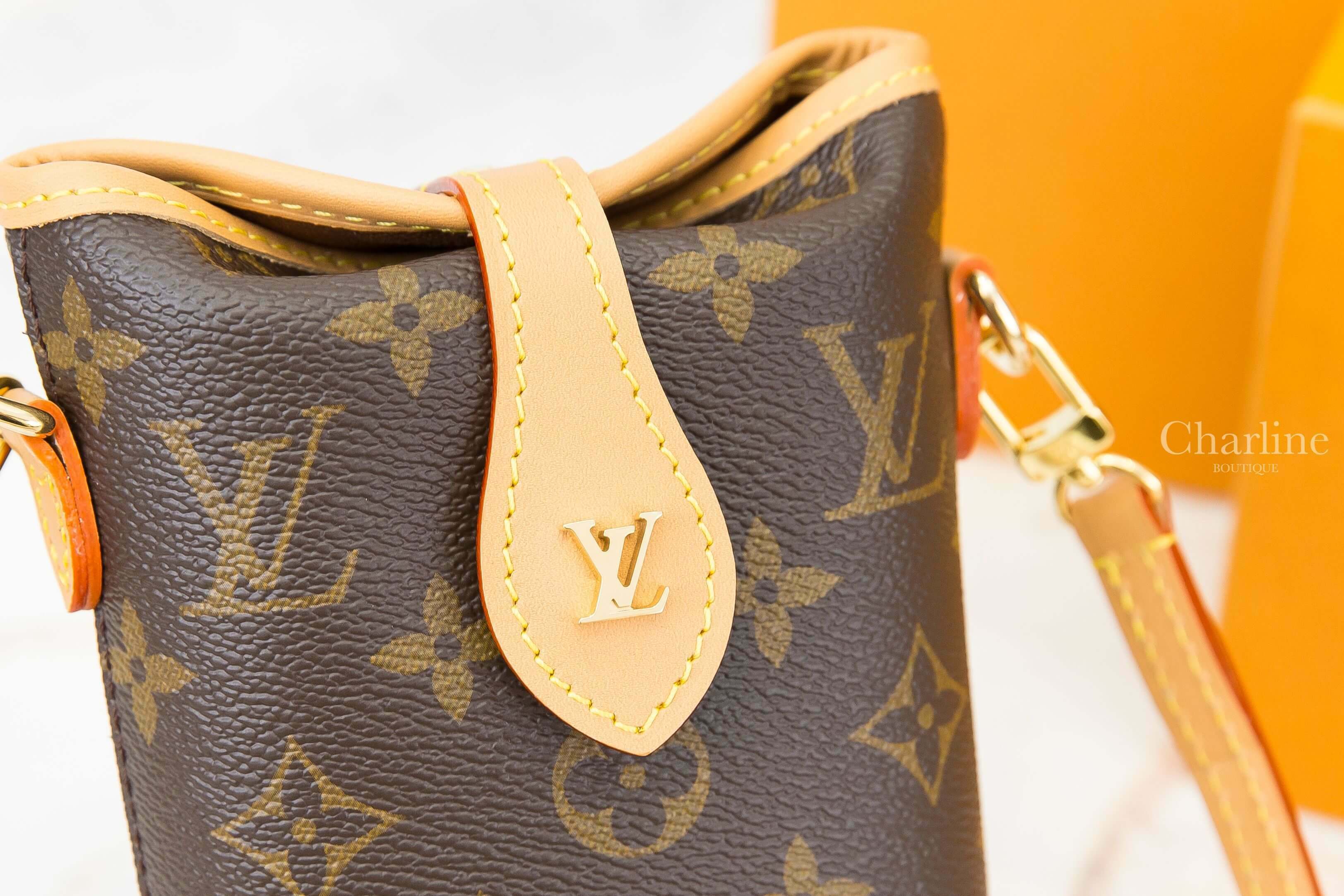 Louis Vuitton Fold Me Pouch 咖啡色老花帆布金色LV肩背包