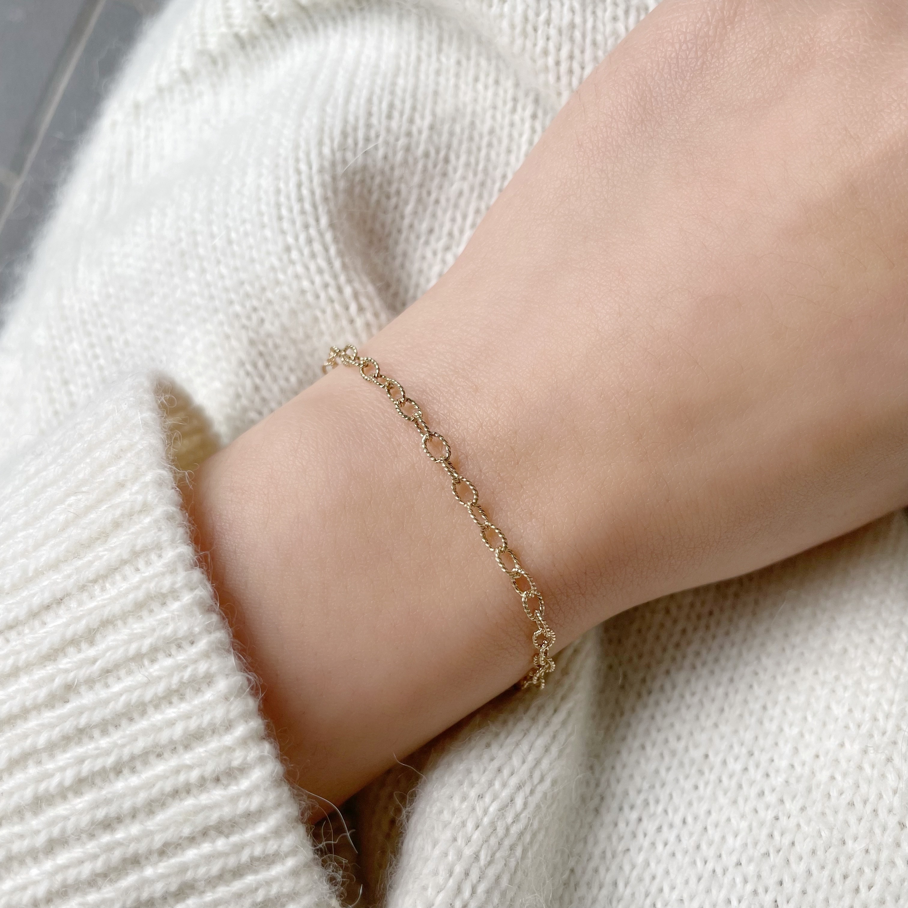 14K麻花橢圓圈圈手鏈