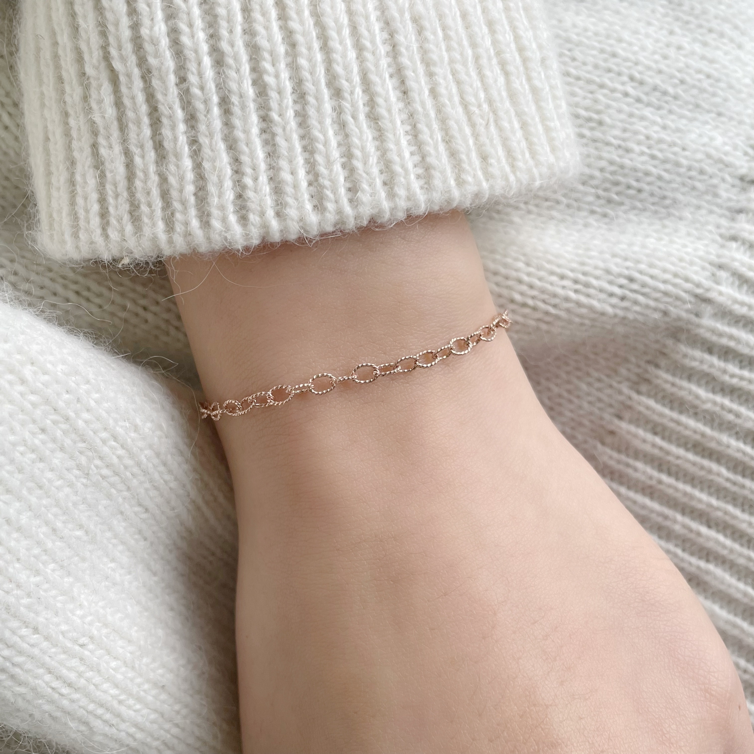 14K麻花橢圓圈圈手鏈