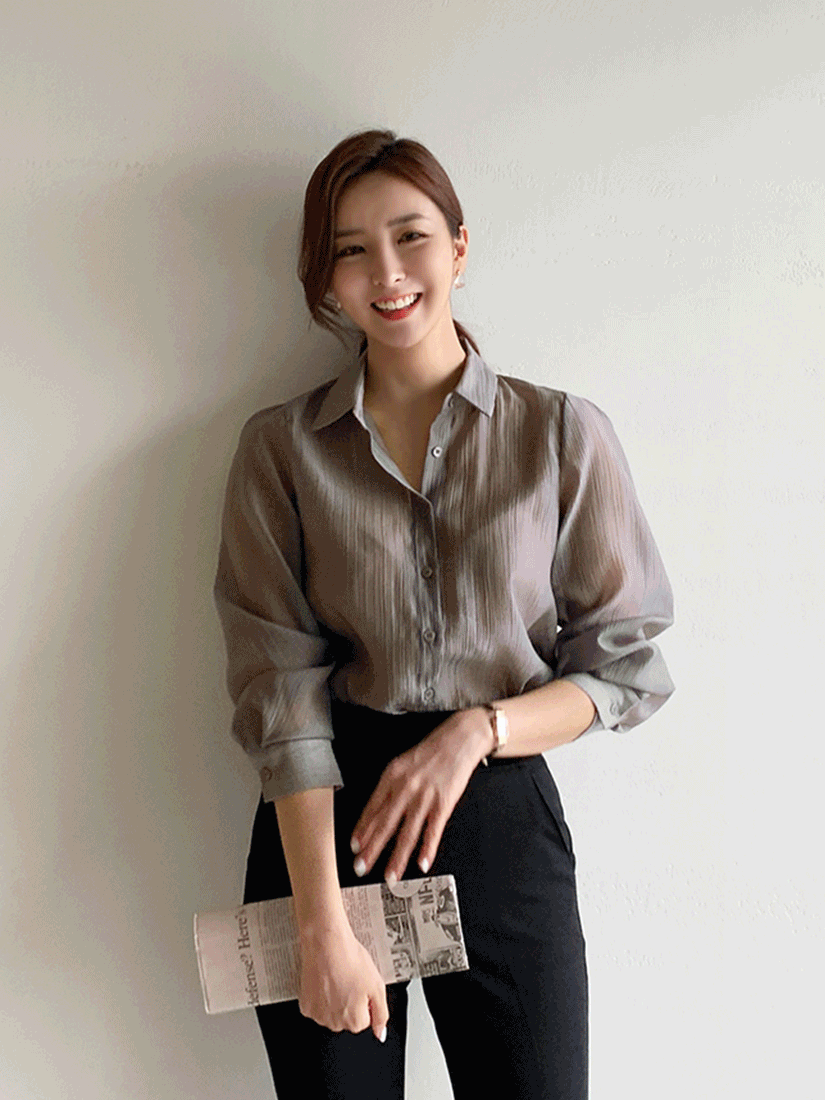 [現貨]簡約風格透膚襯衫 [ 2色 ]
